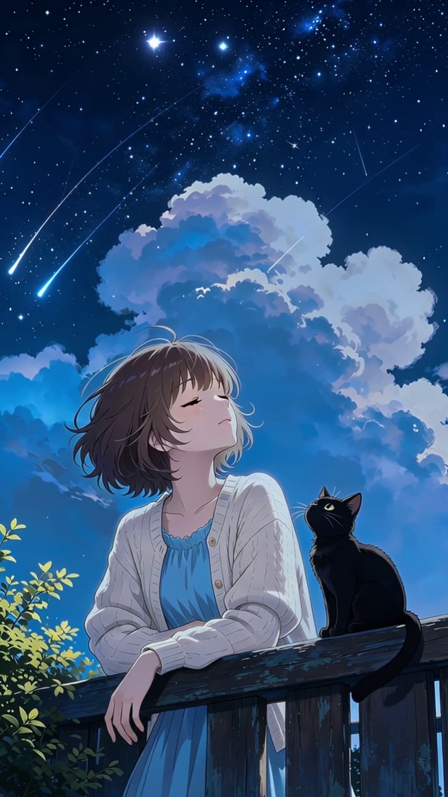 仰望星空的少女