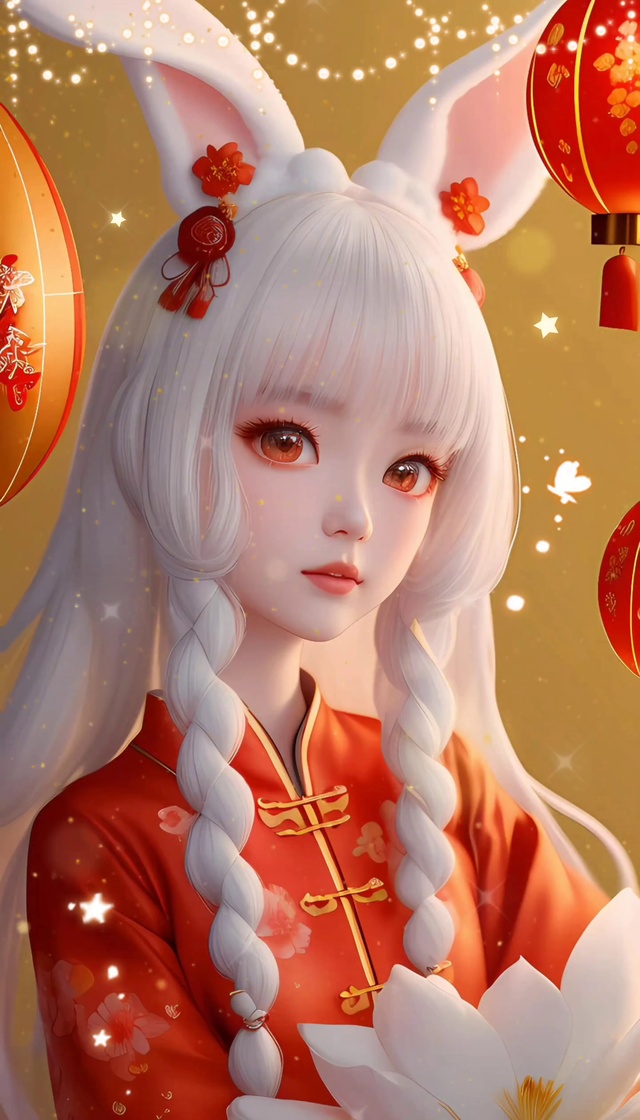 超萌莲花兔兔少女