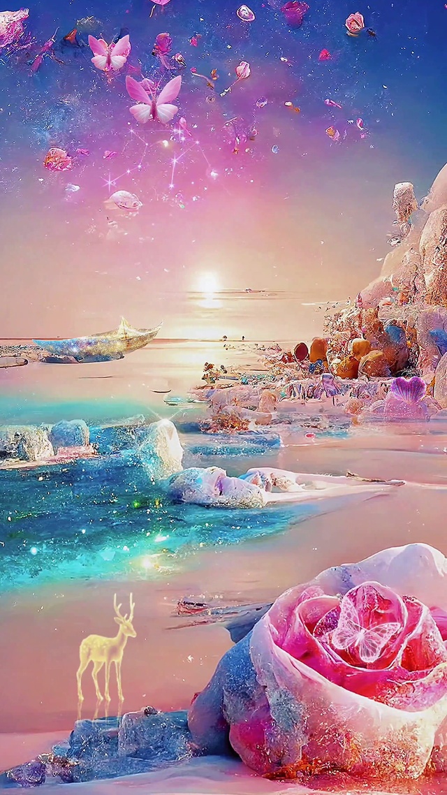浪漫彩色海滩
