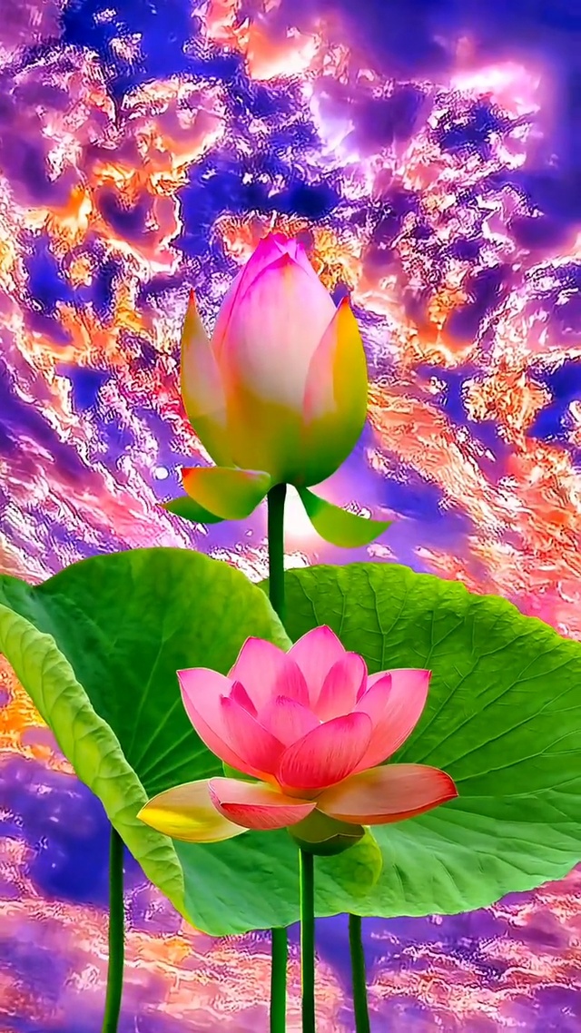 当七彩祥云遇见好运莲花，唯美而祥瑞！艾特你最重要的人，看到美景的人会好运连连！幸福美满。