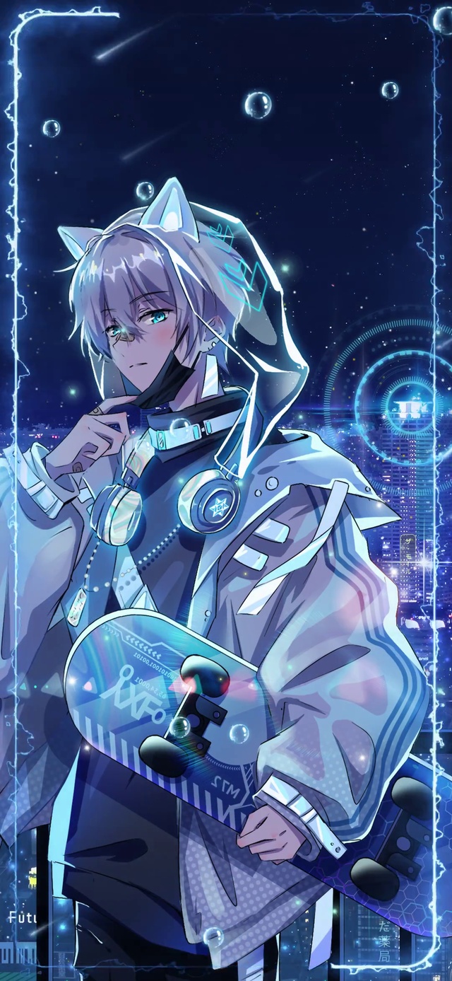 赛博朋克滑板少年