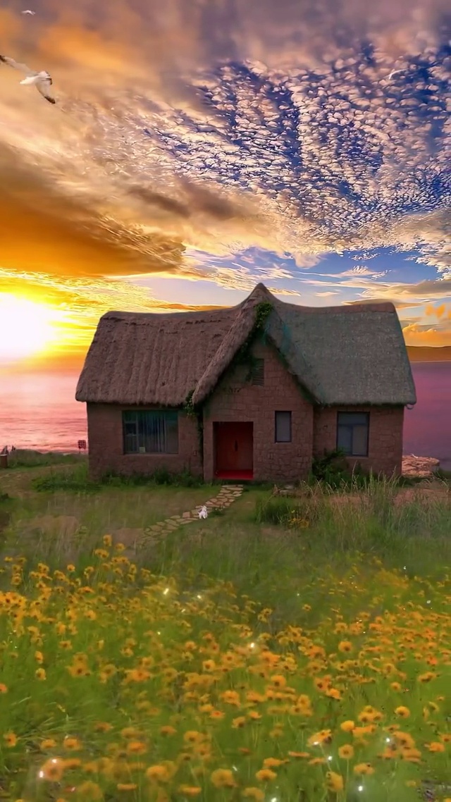 晚霞的大海，别有情义