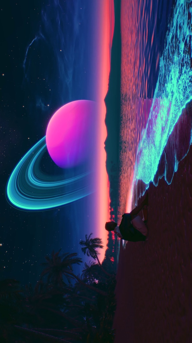 4K梦幻夜晚海景天空