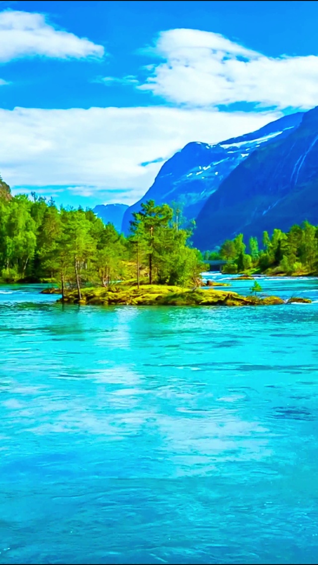 唯美治愈雪山河流 4K