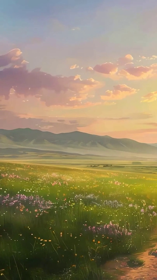 夕阳花草树木