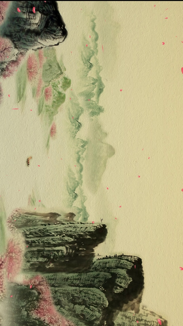 水墨系列-青山桃花-7