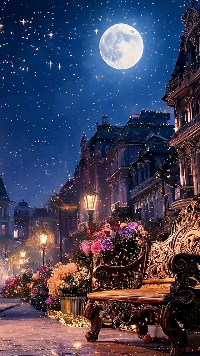 夜景星空树木