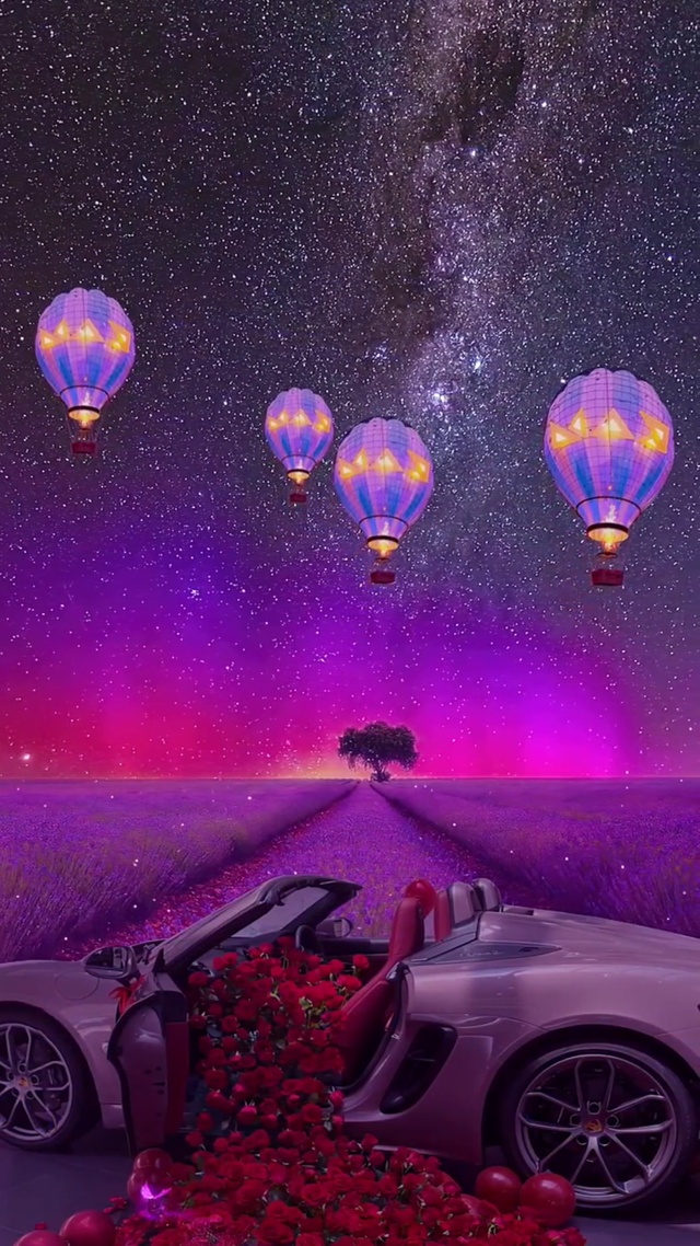 4K治愈星空 许愿灯