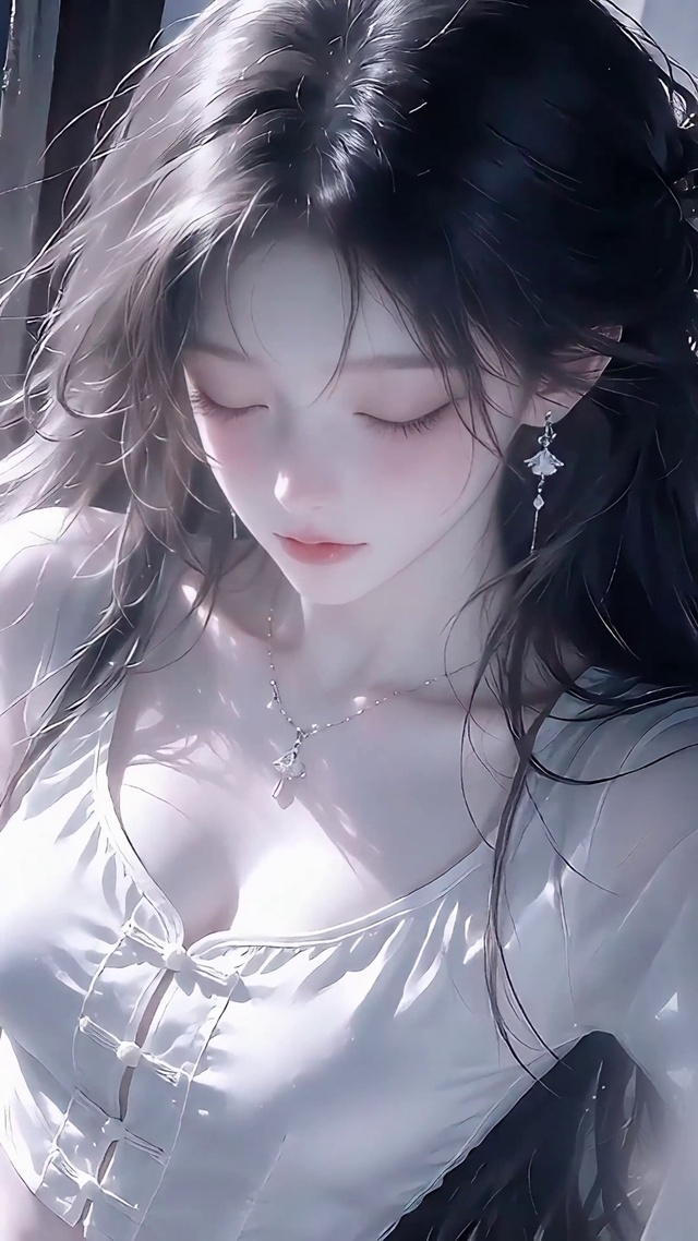 江南水乡窗棂温柔少女