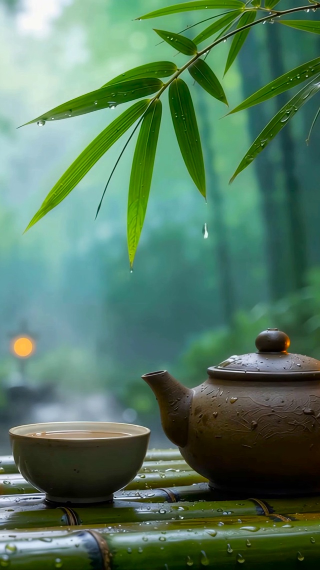 治愈竹叶雨滴