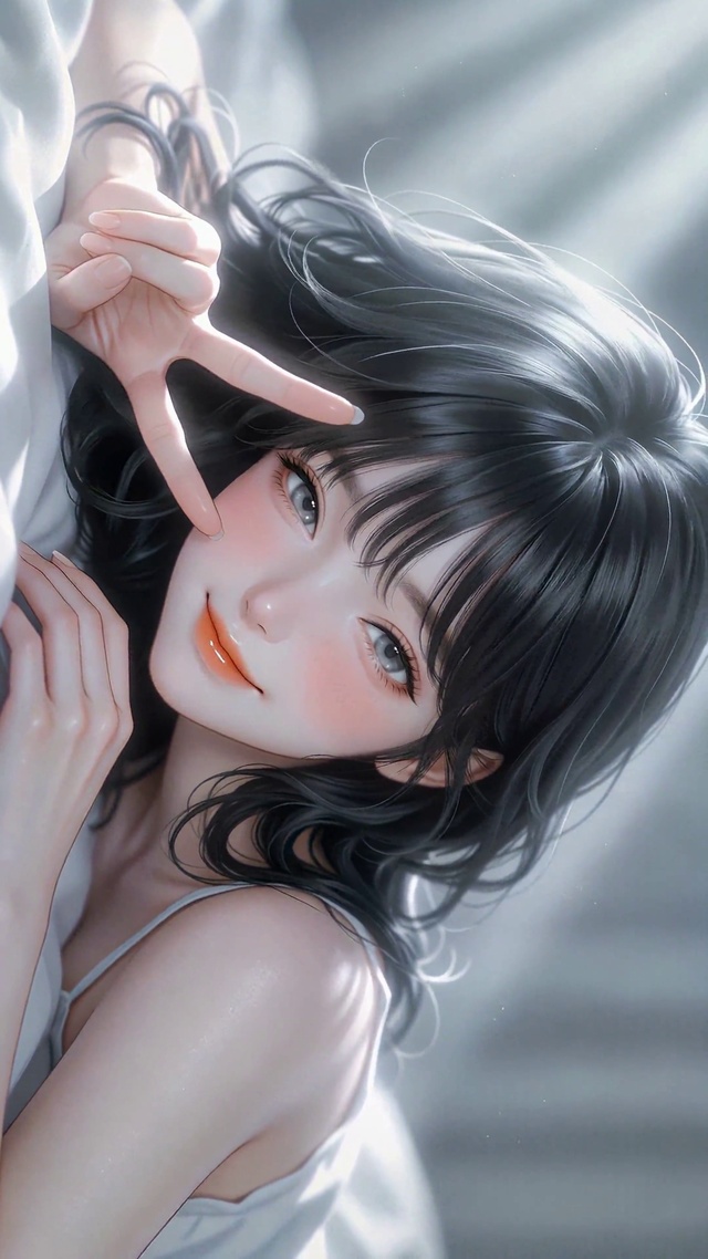 温柔氛围感黑发美少女