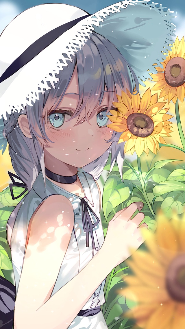 可爱夏日向日葵少女