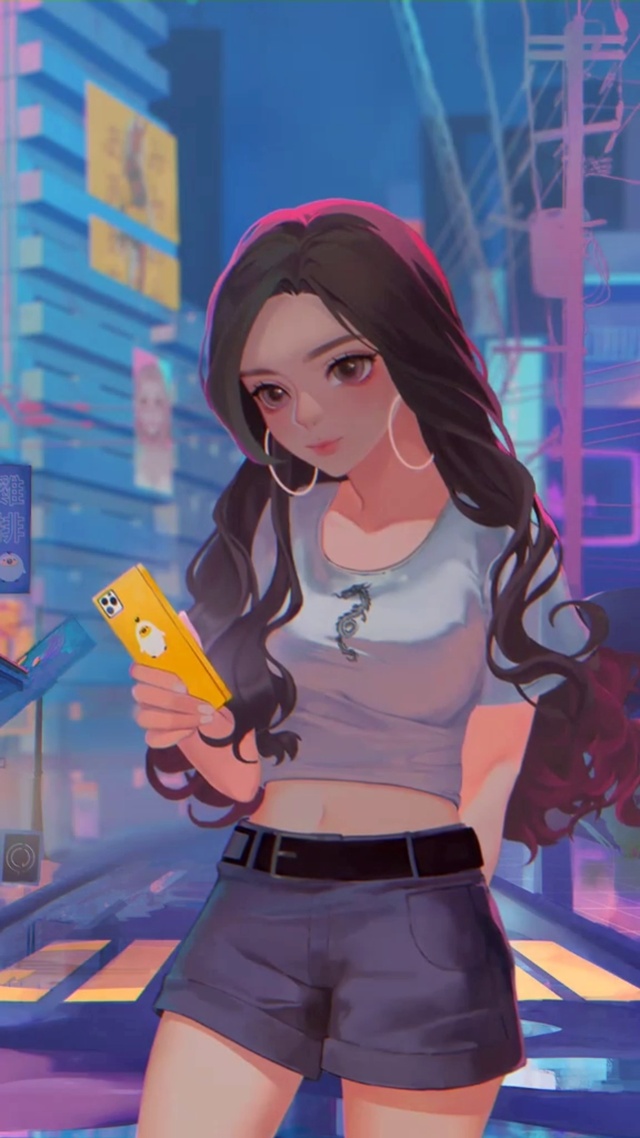 动漫手绘都市少女插画