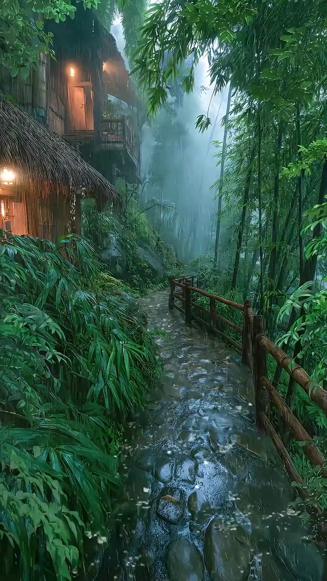竹林暴雨