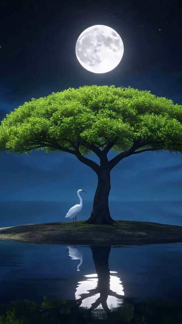 夜景古树
