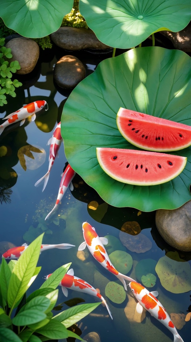 夏日小溪流水锦鲤