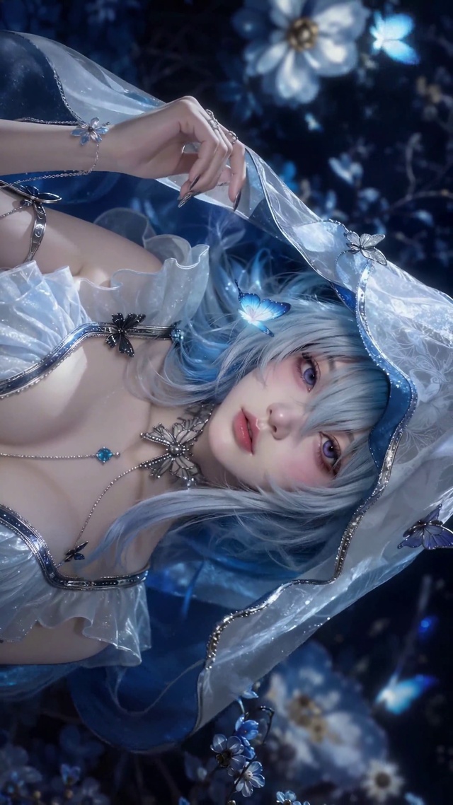 蓝发梦幻少女动态壁纸
