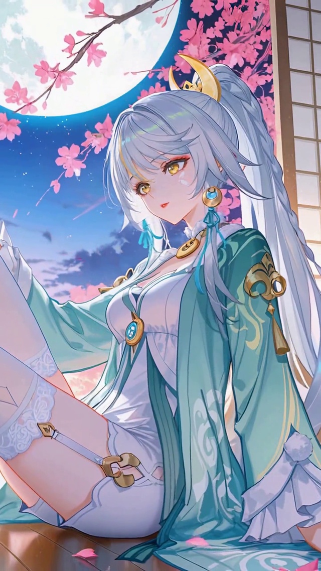 月夜樱下兹白