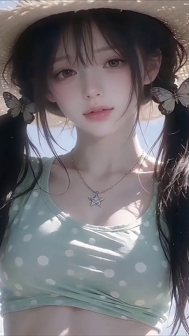 海边夏威夷风情清纯少女