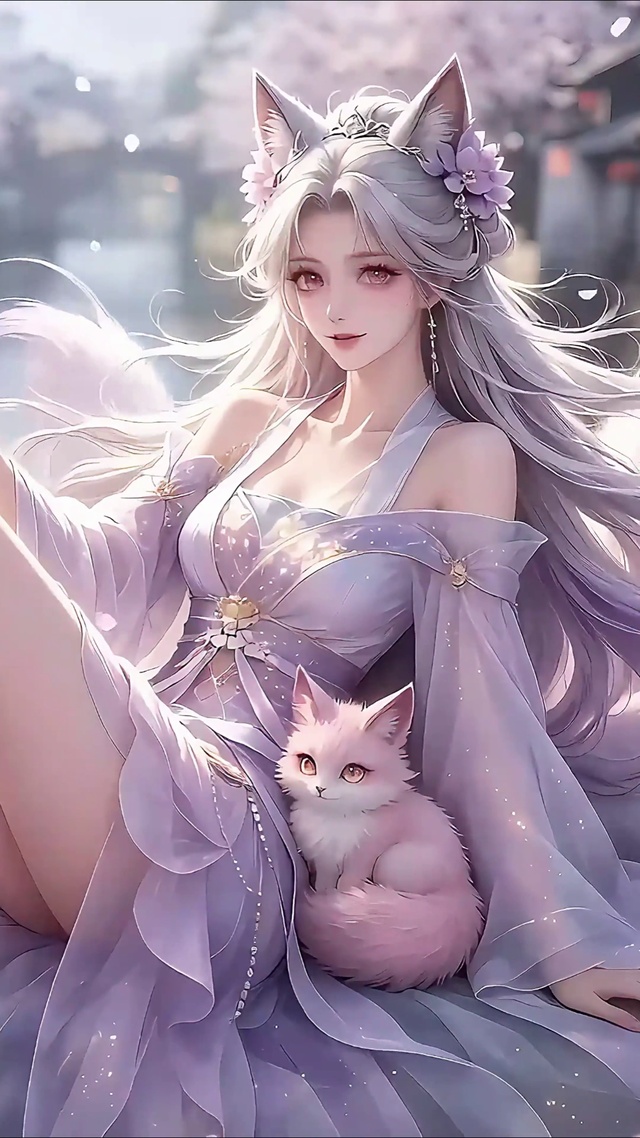 樱花水乡九尾狐少女