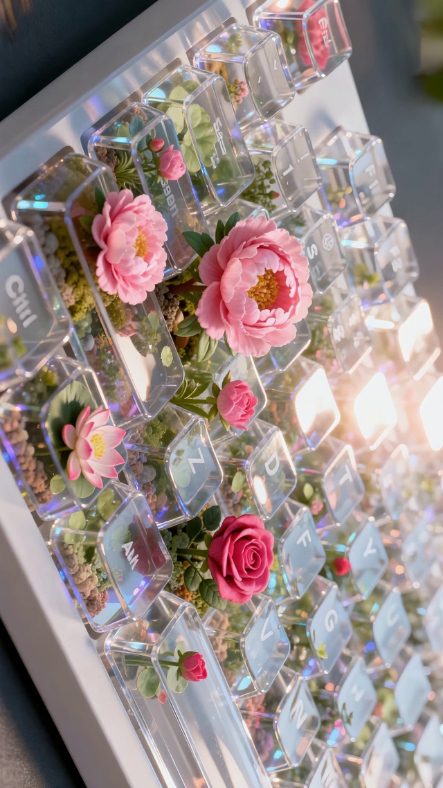 微景观花卉透明创意键盘