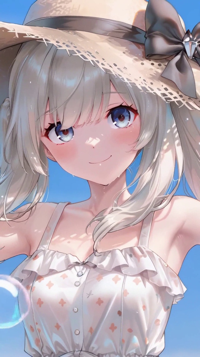 夏甜草帽少女