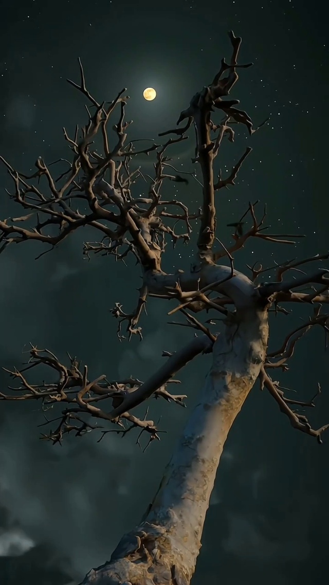 枯树揽月