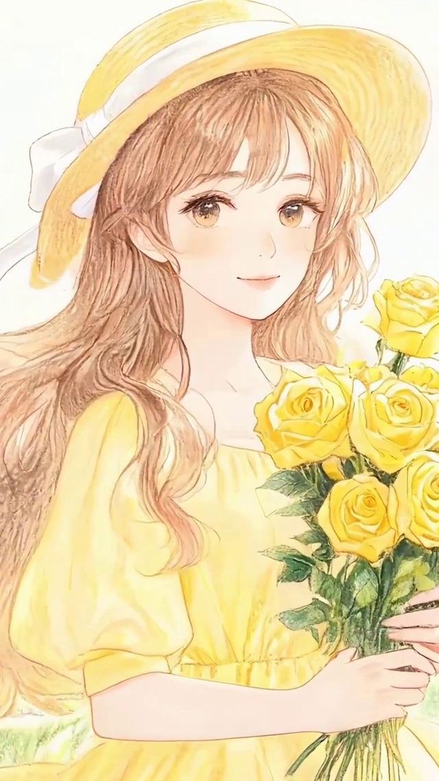 手拿鲜花女孩