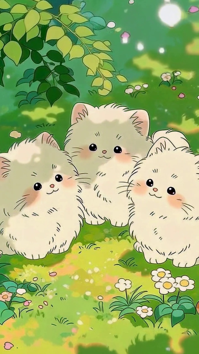 绿荫林间软萌可爱小猫咪