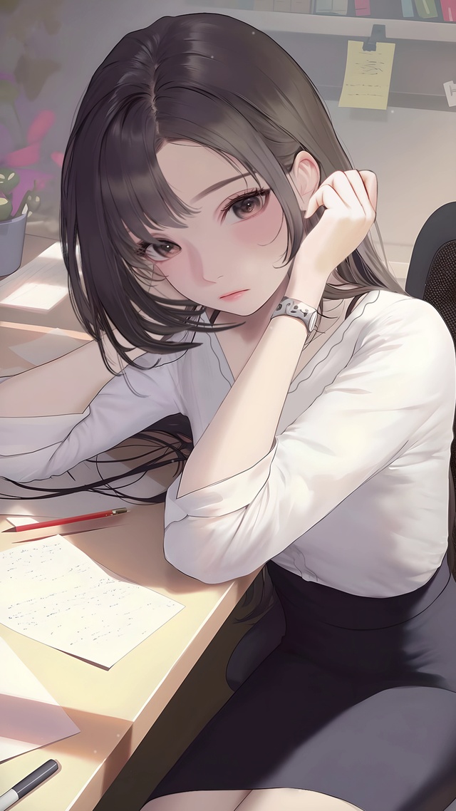 沉思中的美少女