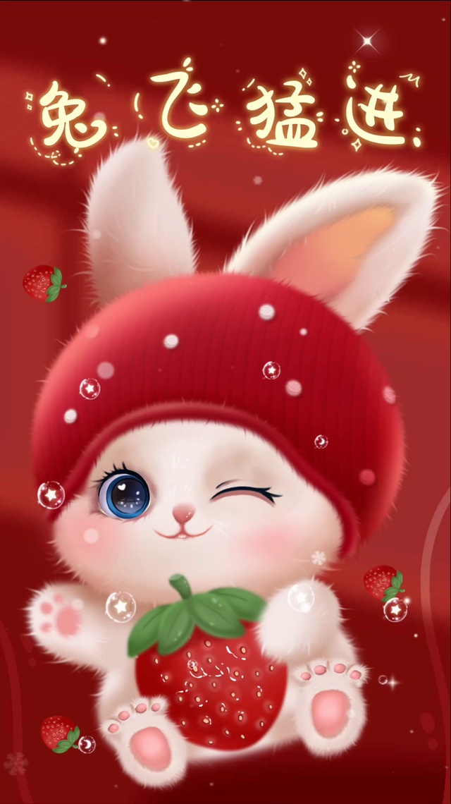 兔飞猛进可爱草莓兔