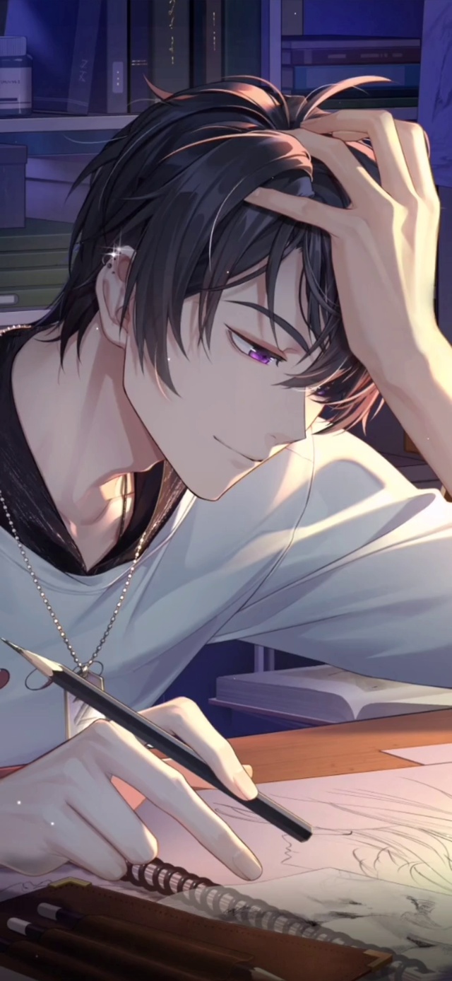 画画的帅哥侧颜杀