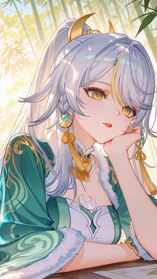 竹林古风银发美少女兹白