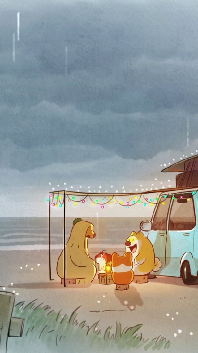 海边露营的一天