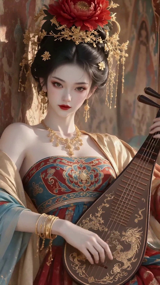 古风敦煌持琵琶美人