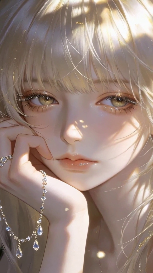 光影金闪银发美少女