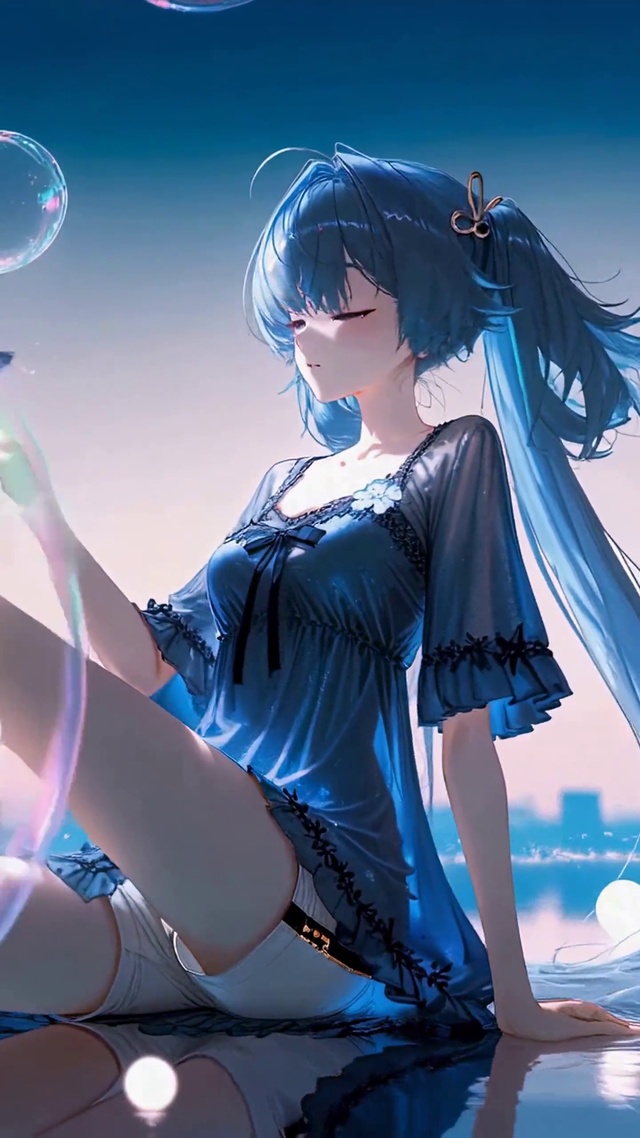 梦幻蓝发二次元少女尤诺