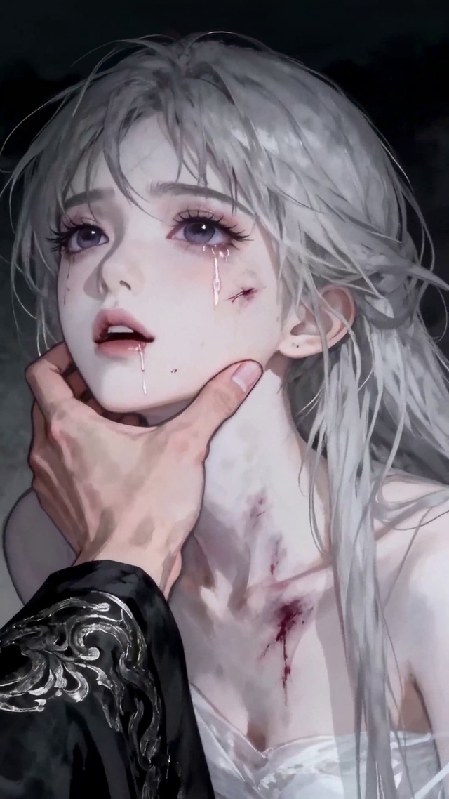 奇幻伤感绝望白发纯欲少女的眼泪