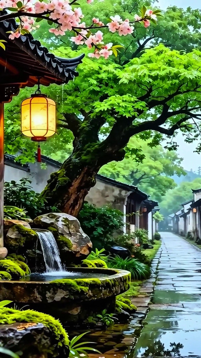 治愈雨后小镇4K