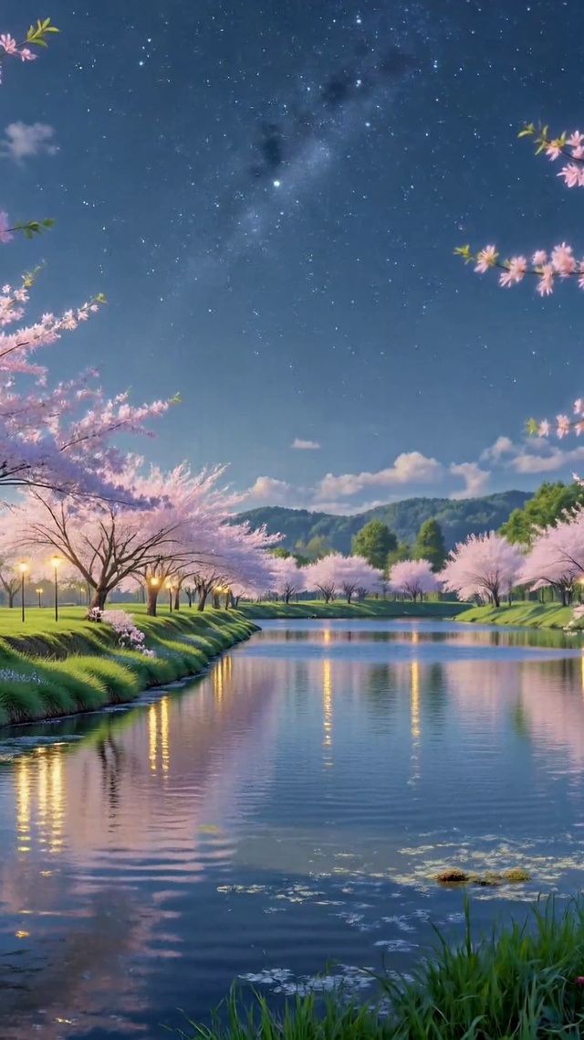 星空河畔浪漫樱花林