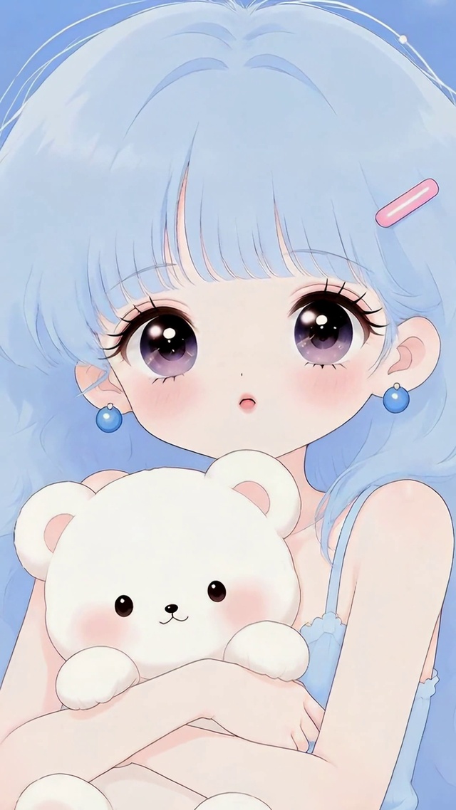 软萌蓝发可爱少女