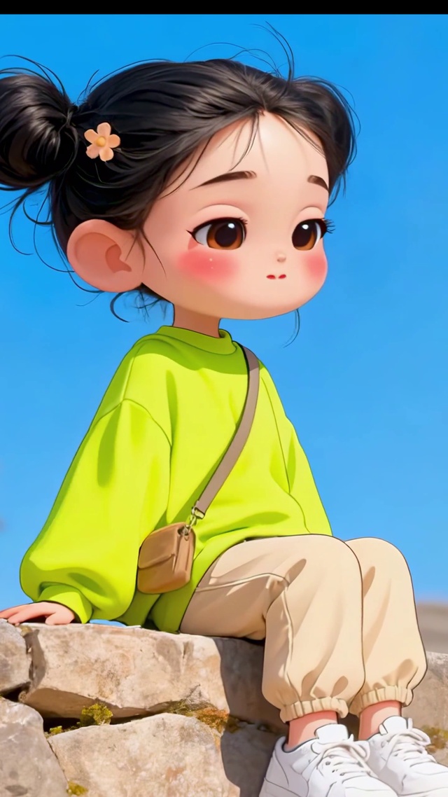 可爱的丸子头女孩