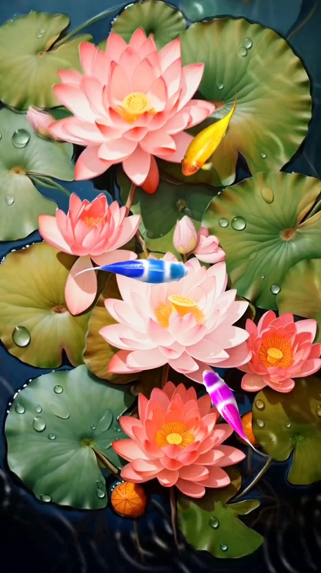 锦鲤戏莲 好运常伴