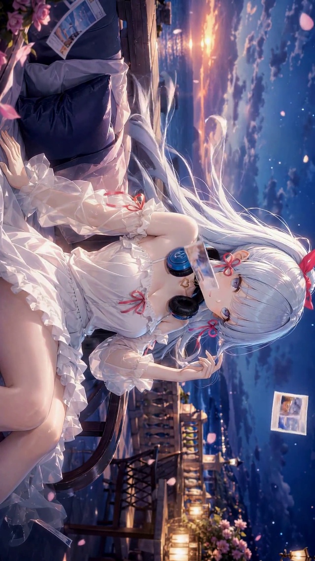 海边晚霞少女
