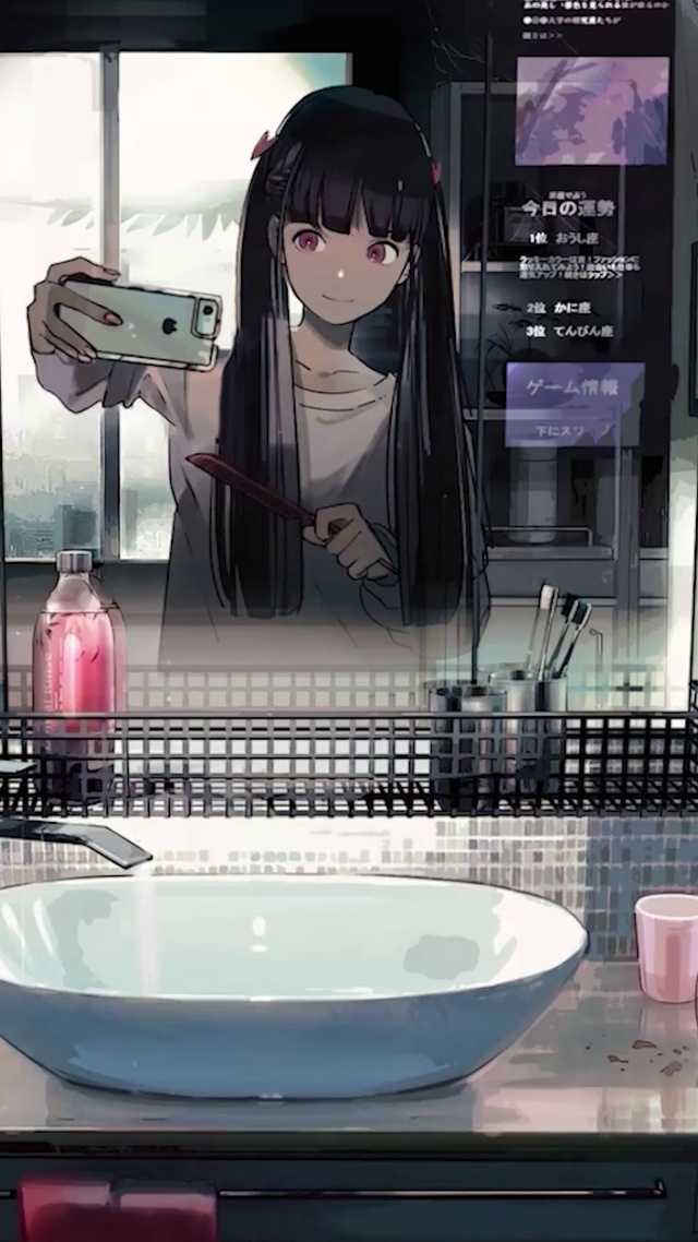 可爱洗漱女孩