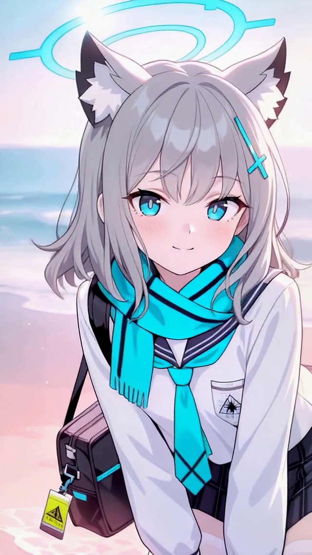 蔚蓝档案海边猫耳美少女