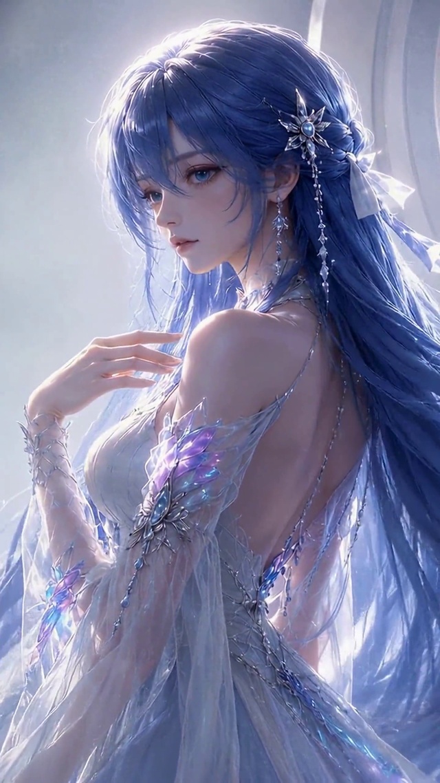 梦幻蓝发星空美少女