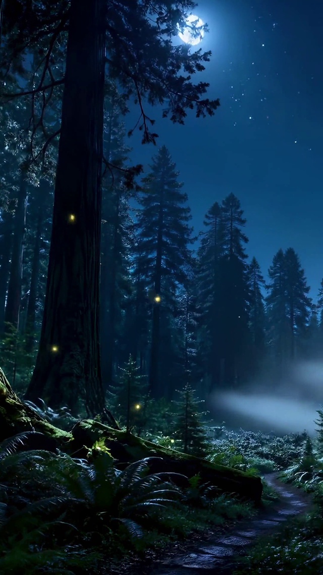 月夜静谧森林风景