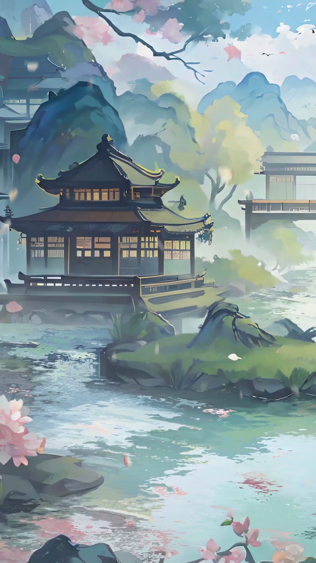 中国风诗意山水画