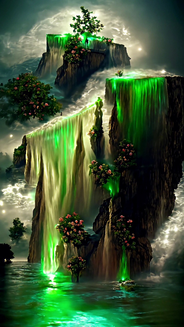 绿色瀑布